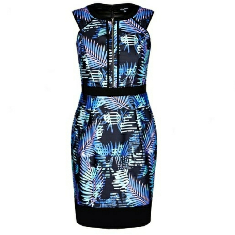 CITY CHIC American Palm Fitted Sleeveless Dress